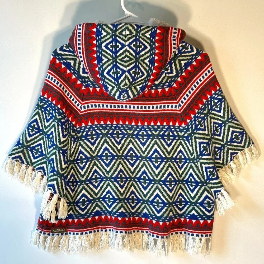 Matilda Jane A Caroling We Go Hooded Poncho Cape Festive Cotton Sherpa
